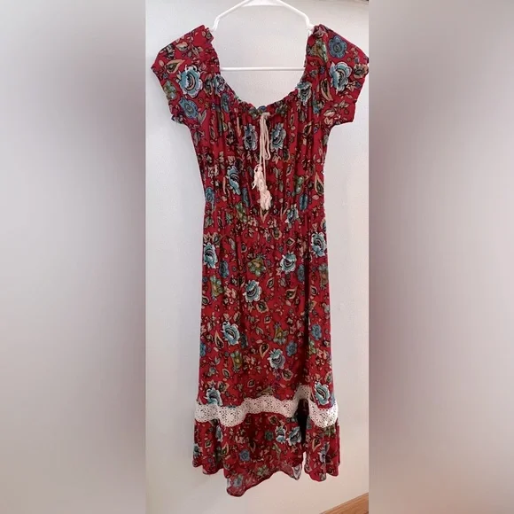 Forever 21 Dresses Forever Red And Blue Floral Midi Dress